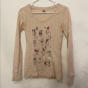 SO Winter Owl Beige Let It Snow Long Sleeve Shirt